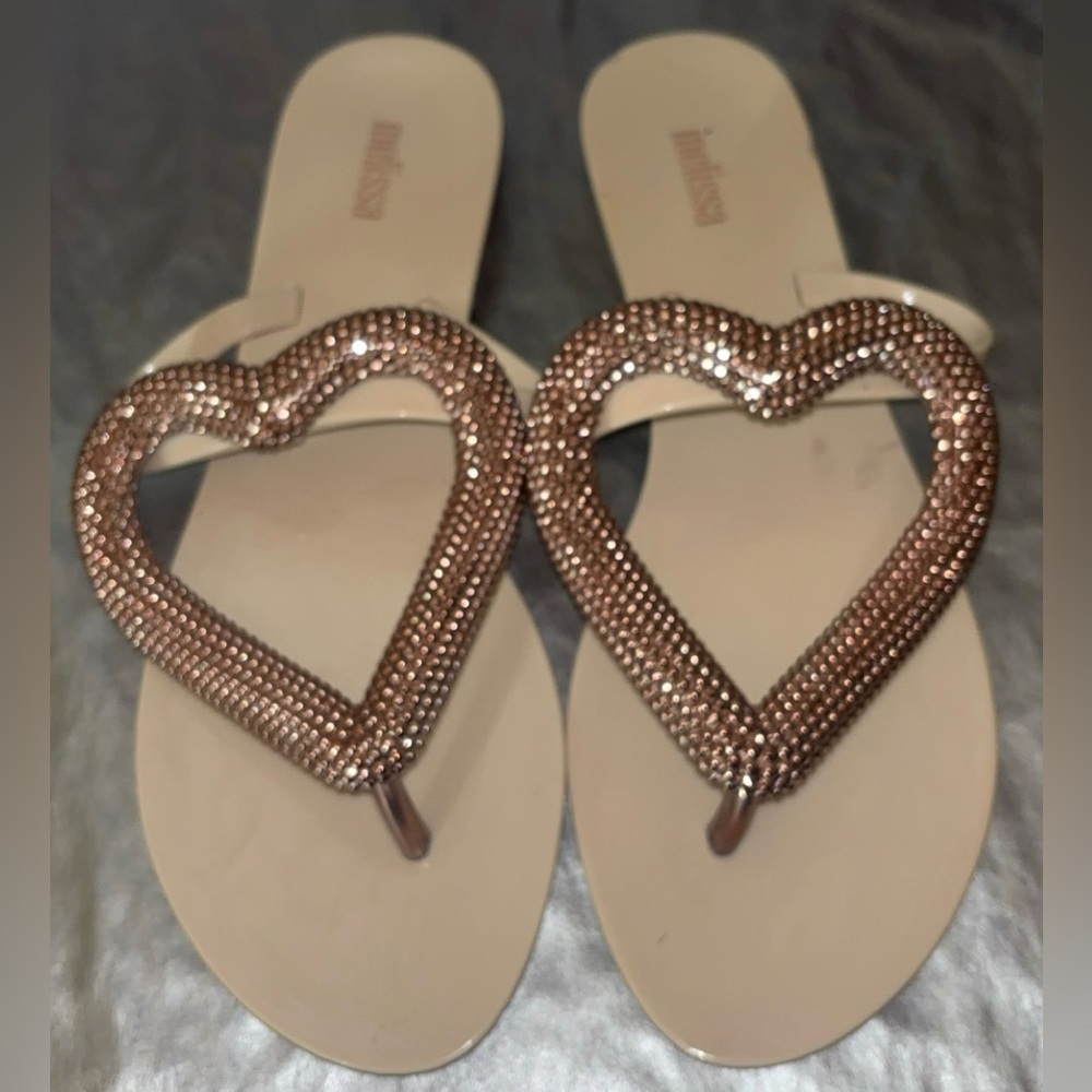 Melissa Big Heart Jelly Slide Sandals Sz 9